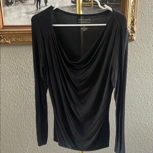 Lord & Taylor Black Draped Blouse
